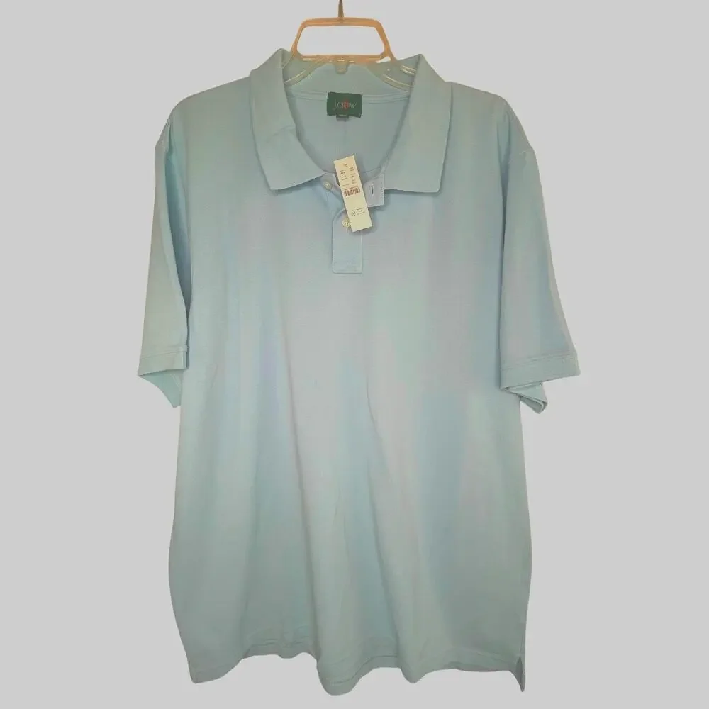 J. Crew men's pique cotton polo, light blue, XXL-T, NWT